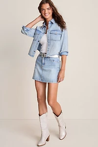 Ashley Studded Denim Mini Skirt