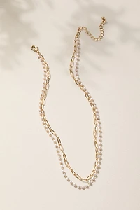 Emma Pearl Layered Chain Necklace