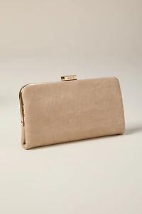 Nina Large Faux Leather Beige Card Case
