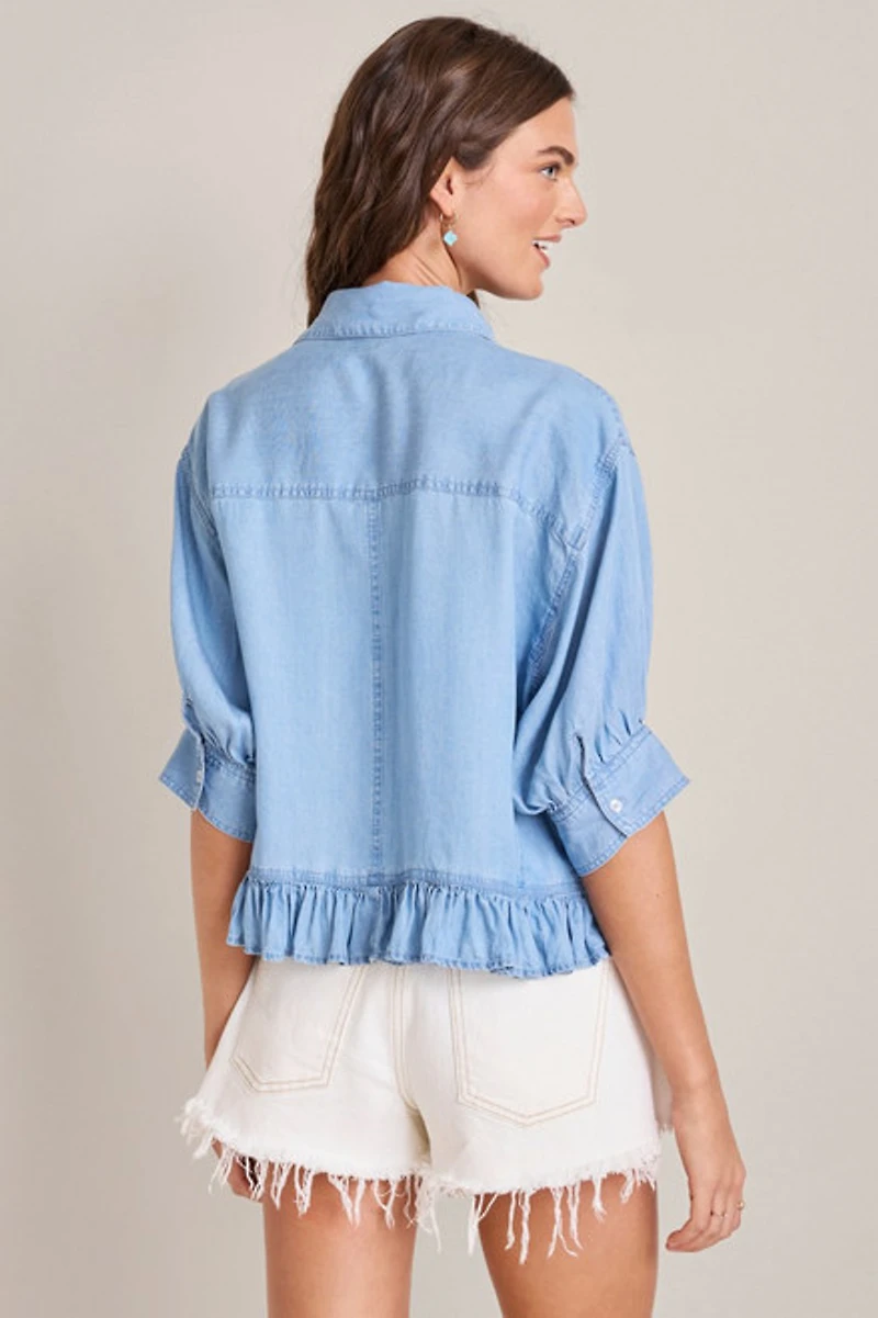 Denise Ruffled Button Down Top