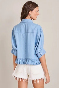 Denise Ruffled Button Down Top