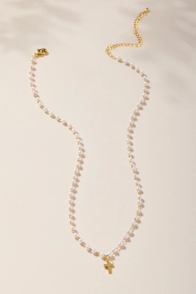 Bianca Pearl Cross Pendant Necklace