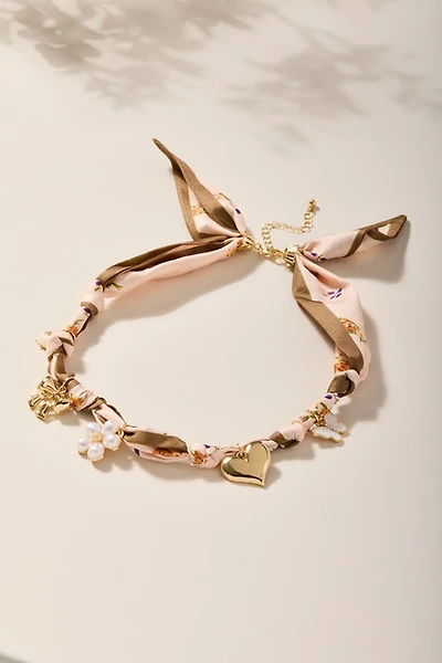 Joan Floral Satin Scarf Charm Necklace