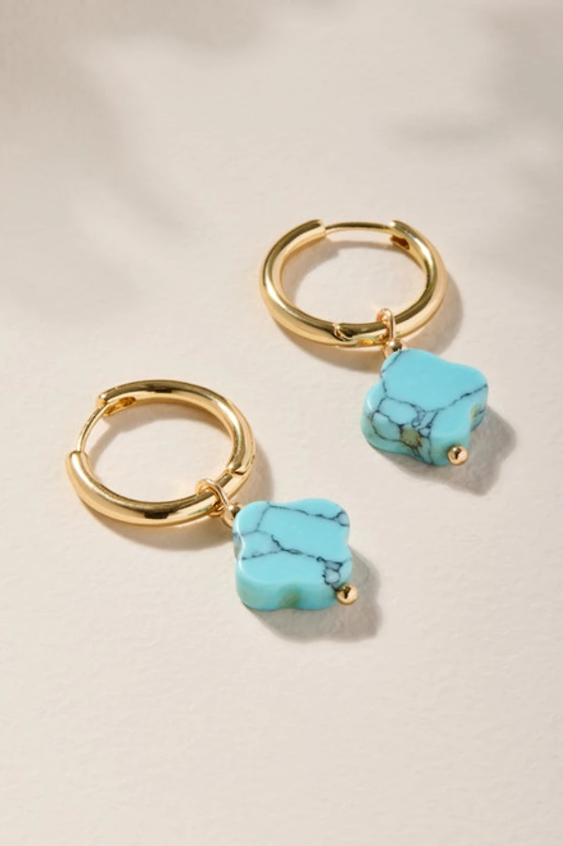 Amelia Turquoise Clover Huggie Hoop Earrings