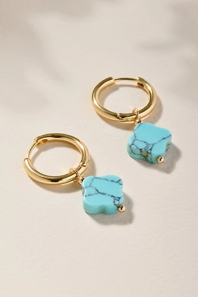 Amelia Turquoise Clover Huggie Hoop Earrings