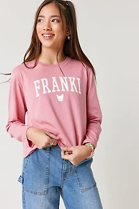 Hello Franki Frenchie Collegiate Long Sleeve Tee for girls