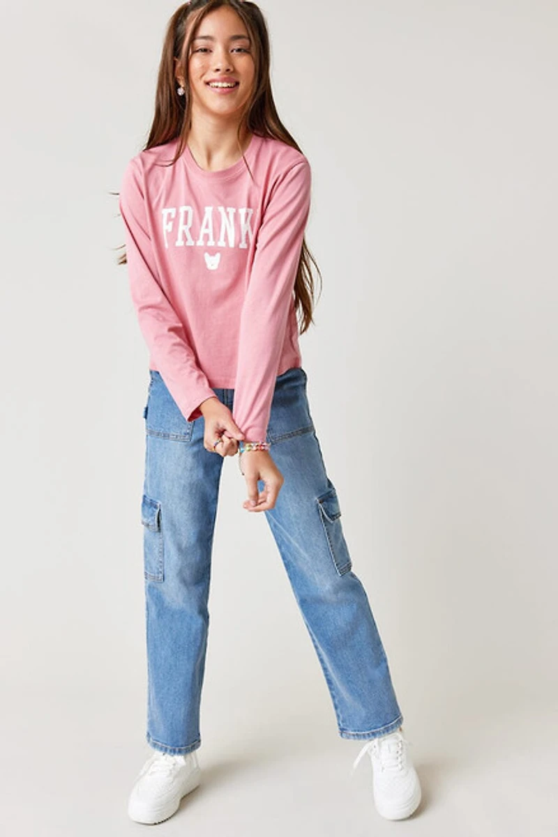 Hello Franki Frenchie Collegiate Long Sleeve Tee for girls