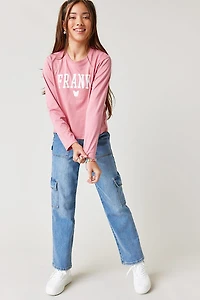 Hello Franki Frenchie Collegiate Long Sleeve Tee for girls