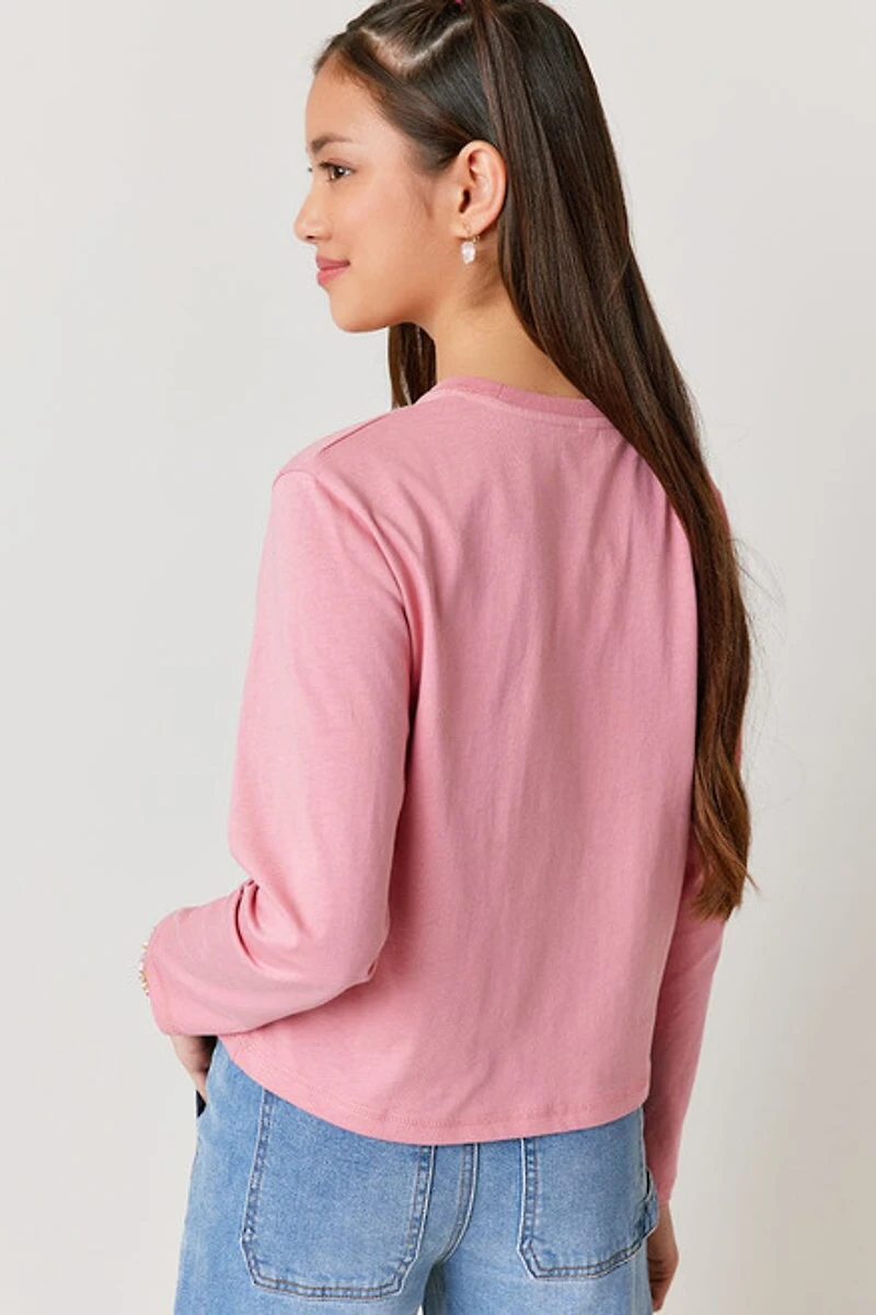 Hello Franki Frenchie Collegiate Long Sleeve Tee for girls