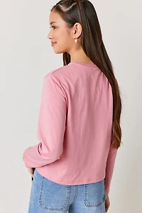 Hello Franki Frenchie Collegiate Long Sleeve Tee for girls