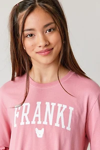 Hello Franki Frenchie Collegiate Long Sleeve Tee for girls