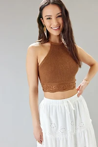 Juno Lace Up Pointelle Halter Top