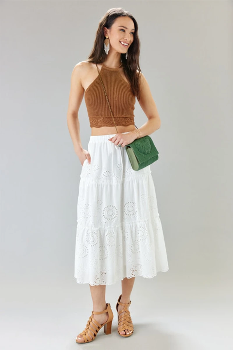Juno Lace Up Pointelle Halter Top