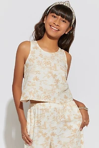Hello Franki Printed Twist Back Tank Top for girls