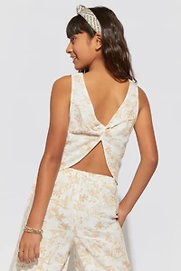 Hello Franki Printed Twist Back Tank Top for girls
