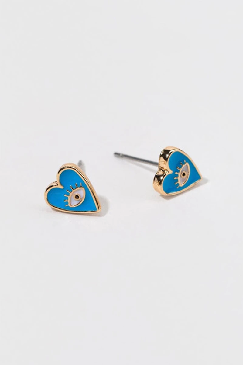 Hello Franki Heart Eye Stud Earrings for girls