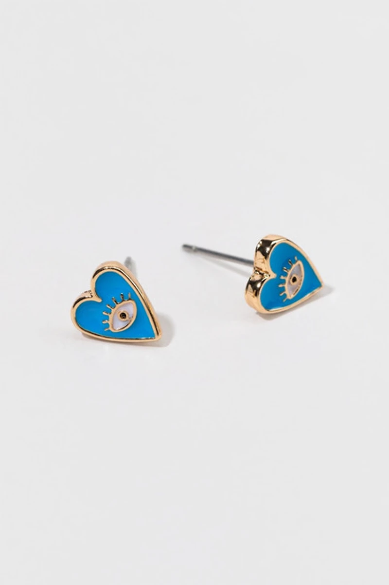 Hello Franki Heart Eye Stud Earrings for girls