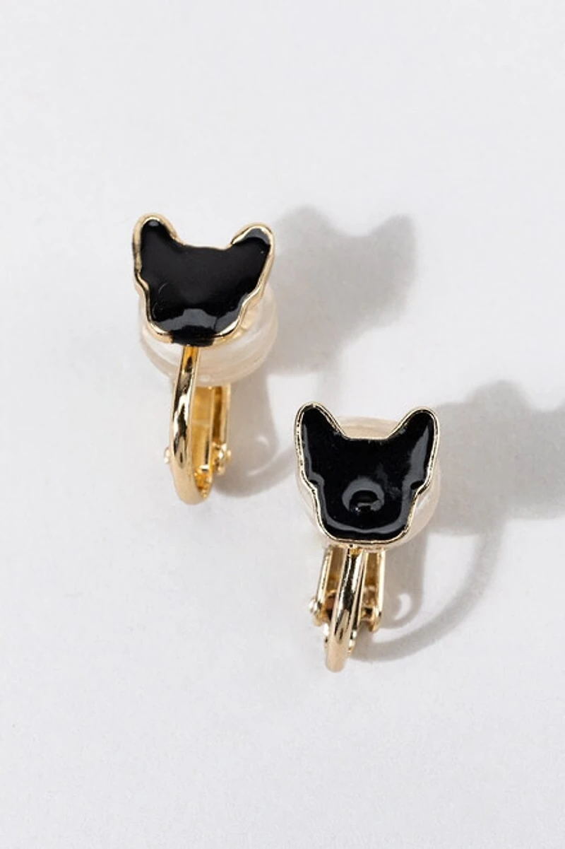 Hello Franki Frenchie Black Clip On Earrings for girls