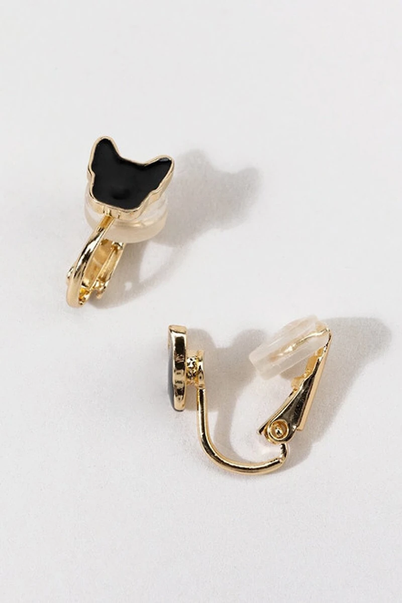 Hello Franki Frenchie Black Clip On Earrings for girls