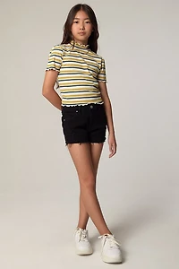 Hello Franki Frayed Black Denim Shorts for girls