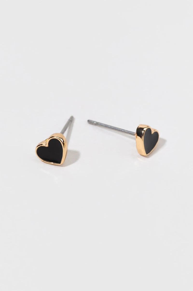 Hello Franki Black Heart Stud Earrings for girls
