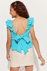 Hello Franki Tiered Flutter Sleeve Bow Back Top for girls