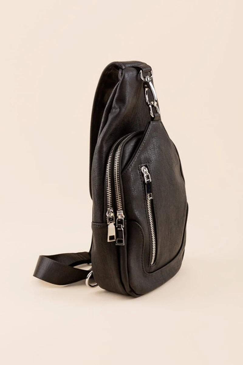 Brie Front Zipper Sling Backpack