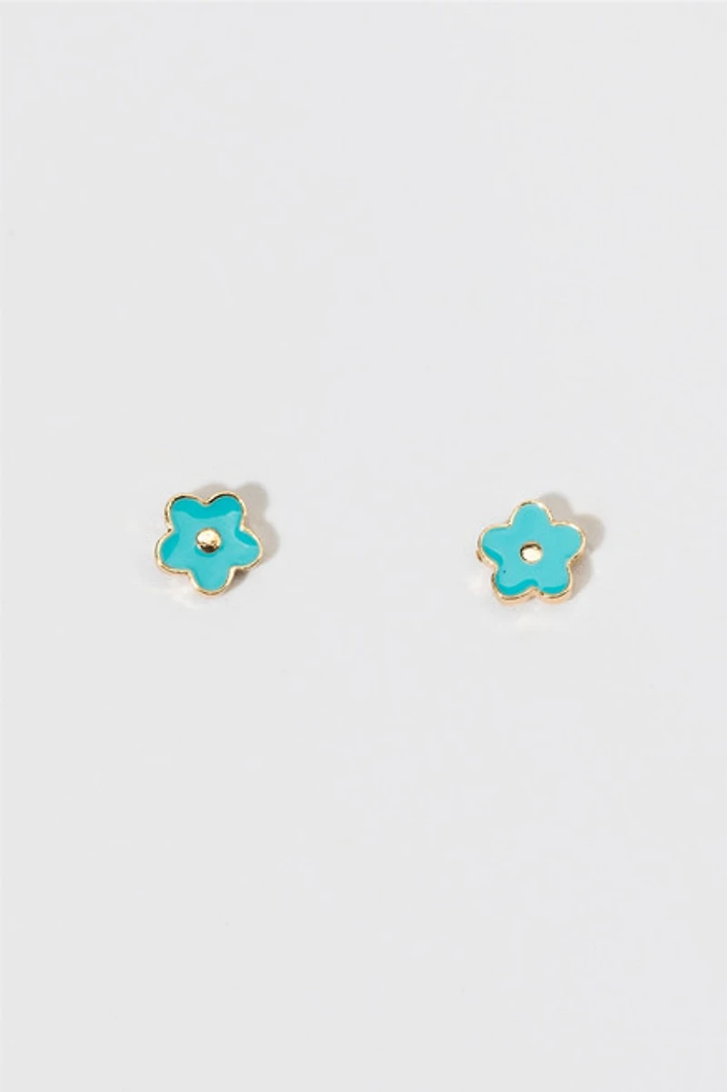 Hello Franki Blue Flower Stud Earrings for girls