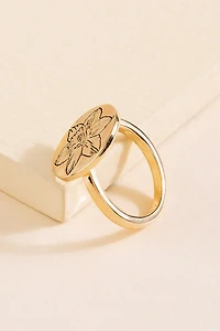 Birth Flower Etched Ring