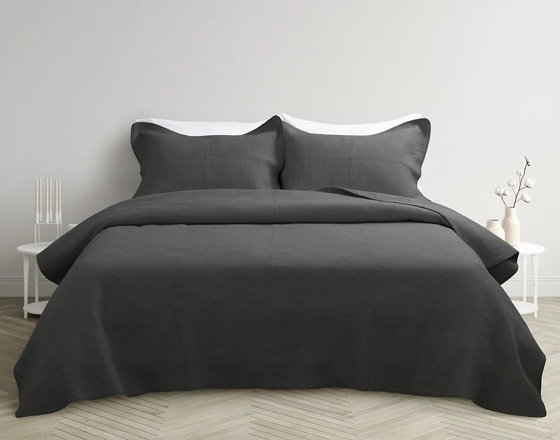 Kenzie Cotton Quilt Set - Black Pearl