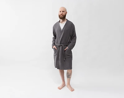Muslin Gauze Bathrobe - Charcoal - Small