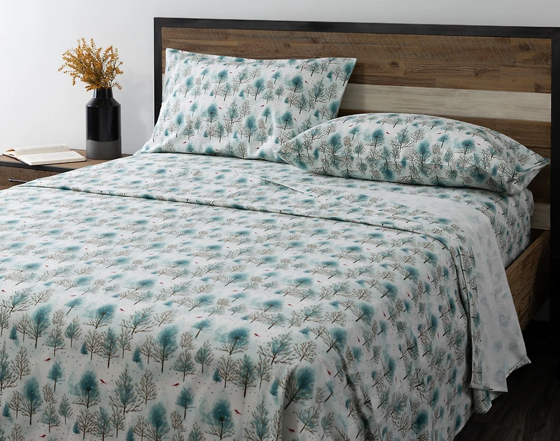 Organic Cotton Flannel Sheet Set - Winterscape - Queen