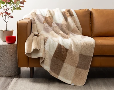 Teddy Check Throw - Oat - undefined