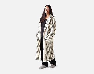 Yarn Dye Terry Hooded Bathrobe - White