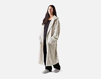 Yarn Dye Terry Hooded Bathrobe - White
