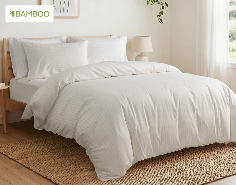 Bamboo Cotton Duvet Cover - Ocean Stripe