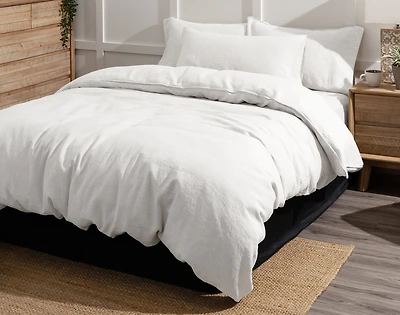 Signature Vintage Washed European Linen Duvet Cover - White