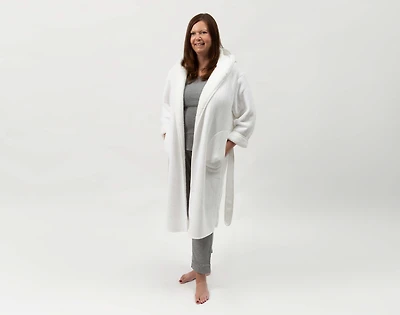 Chenille Sherpa Bathrobe - White