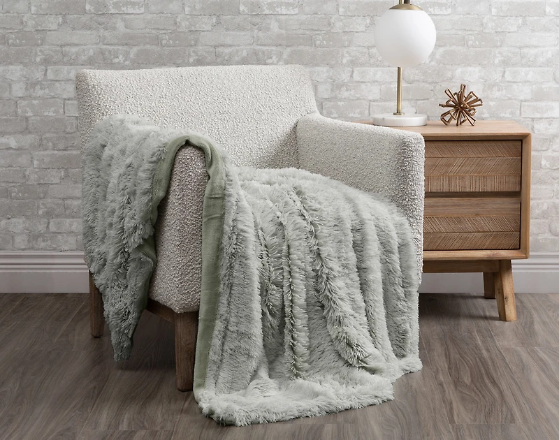 Frosted Shaggy Throw - Sage