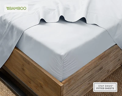 Bamboo Cotton Fitted Sheet - Pearl Blue