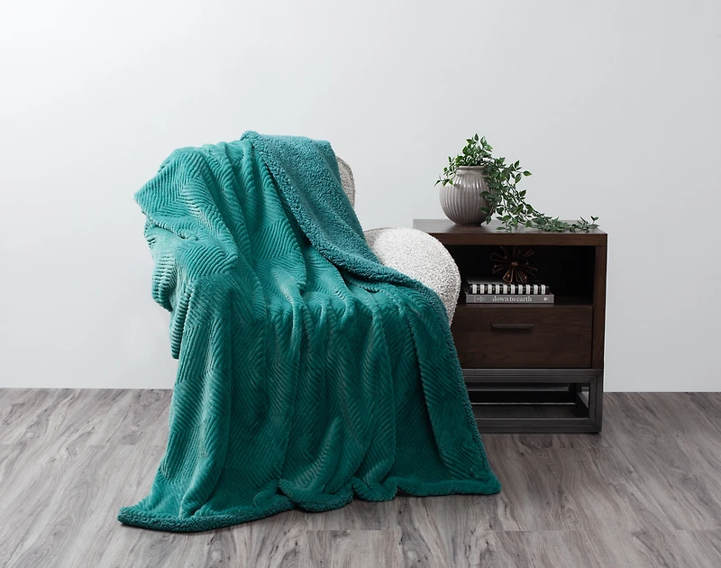 Chevron Etch Throw - Deep Sea