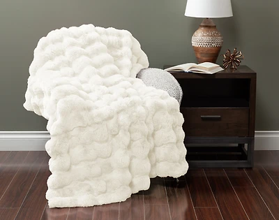 Bubble Faux Fur Throw - White