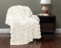 Bubble Faux Fur Throw - White