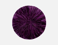 Pleated Velvet Round Cushion - Purple