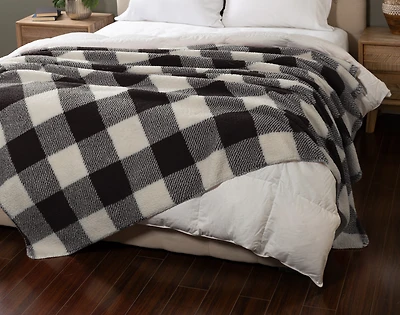 Buffalo Checkered Sherpa Blanket - Black & White