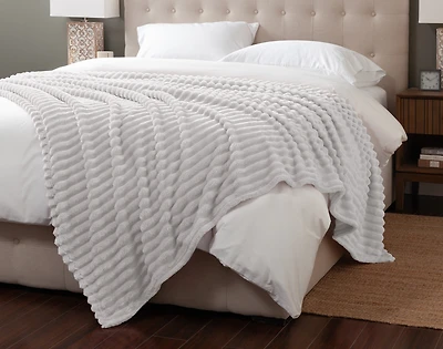 Ribbed Plush Blanket - Silverado