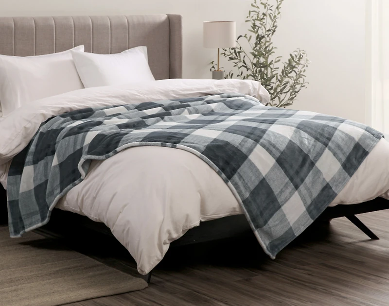 Plaid Cashmere Touch Fleece Blanket - Ocean Tide