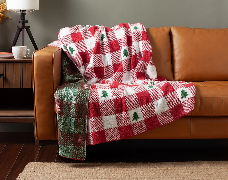 Chenille Jacquard Throw - Evergreen Check