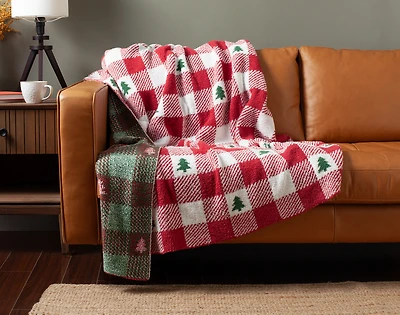 Chenille Jacquard Throw - Evergreen Check