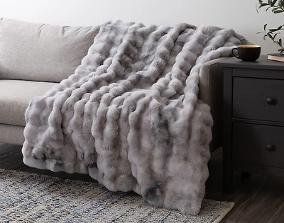 Bubble Faux Fur Throw - Turtledove